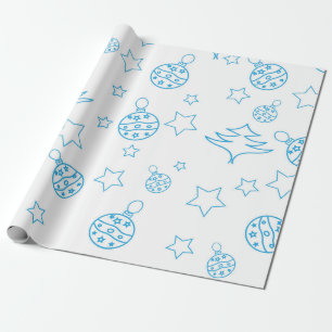 Christmas tree, stars and balls - simple seamless wrapping paper