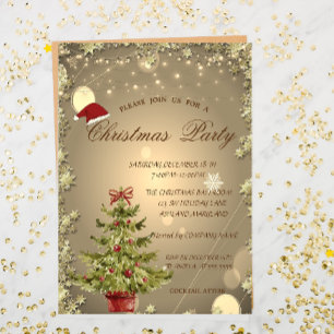 Christmas Tree,Stars Christmas Company Party Invitation