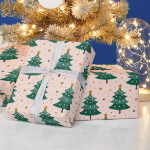 Christmas Tree Stars Holiday Wrapping Paper