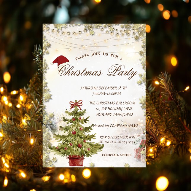 Christmas Tree,Stars Presents Christmas Company Invitation (Creator Uploaded)