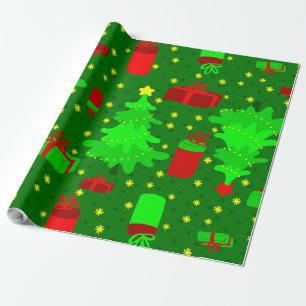 christmas tree stars xmas gift presents wrapping paper