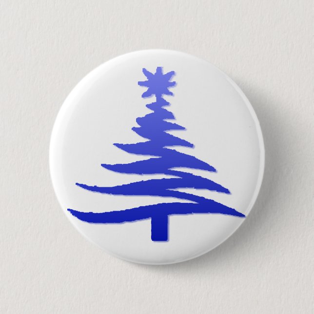 Christmas Tree Stencil Cobalt Blue 6 Cm Round Badge (Front)
