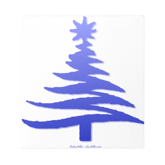 Christmas Tree Stencil Cobalt Blue Notepad (Front)
