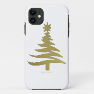 Christmas Tree Stencil Gold iPhone 11 Case