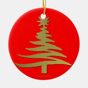 Christmas Tree Stencil Gold Ceramic Tree Decoration