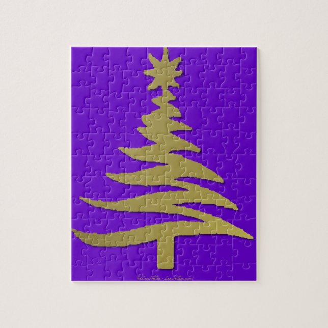 Christmas Tree Stencil Gold Jigsaw Puzzle (Vertical)