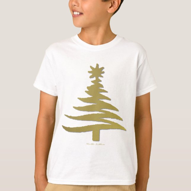 Christmas Tree Stencil Gold T-Shirt (Front)