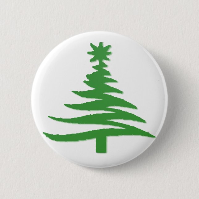 Christmas Tree Stencil Green 6 Cm Round Badge (Front)