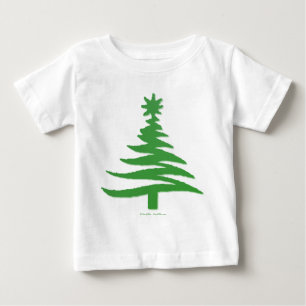 Christmas Tree Stencil Green Baby T-Shirt