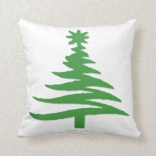 Christmas Tree Stencil Green Cushion