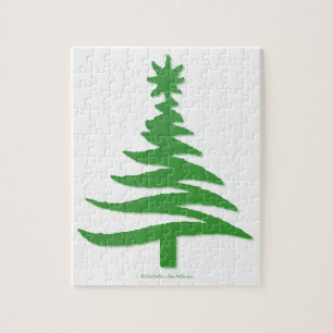 Christmas Tree Stencil Green Jigsaw Puzzle