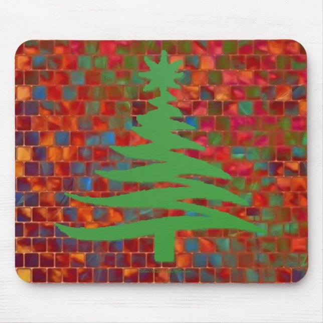 Christmas Tree Stencil Green Mouse Pad (Front)