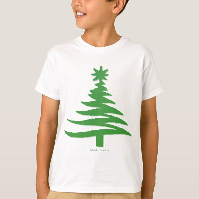 Christmas Tree Stencil Green T-Shirt (Front)