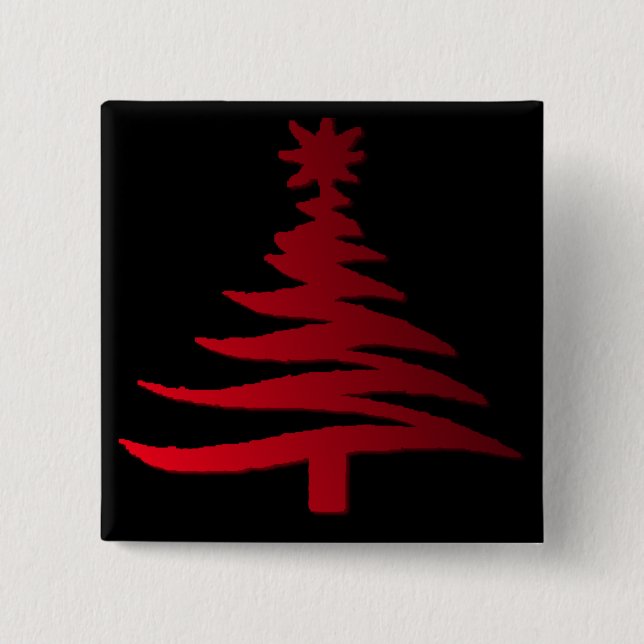 Christmas Tree Stencil Red 15 Cm Square Badge (Front)