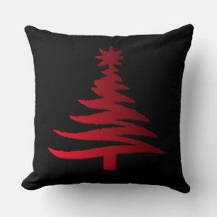 Christmas Tree Stencil Red Cushion