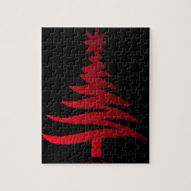 Christmas Tree Stencil Red Jigsaw Puzzle (Vertical)