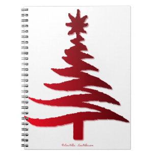 Christmas Tree Stencil Red Notebook