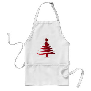 Christmas Tree Stencil Red Standard Apron