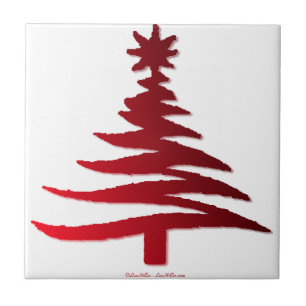 Christmas Tree Stencil Red Tile