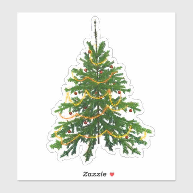 Christmas tree sticker cute green classic holiday (Sheet)
