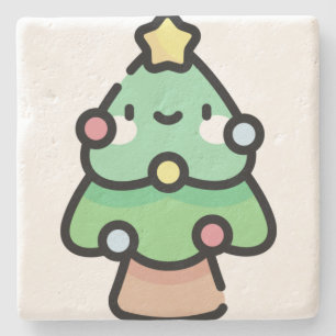 christmas tree stone coaster
