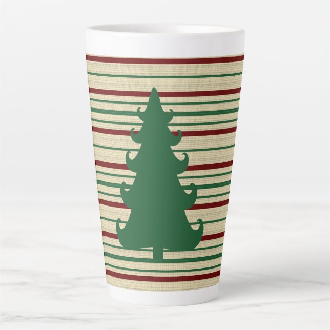 Christmas tree striped latte mug (Front)