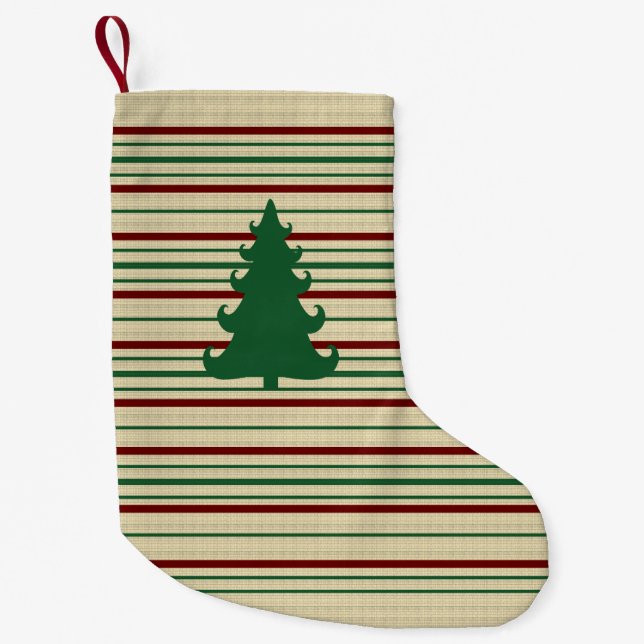 Christmas tree striped  small christmas stocking (Front)