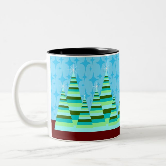 Christmas Tree Stripes Two-Tone Coffee Mug (Left)