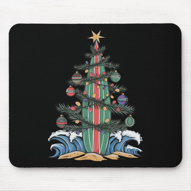 Christmas Tree Surfboard _1  Mouse Pad (Front)