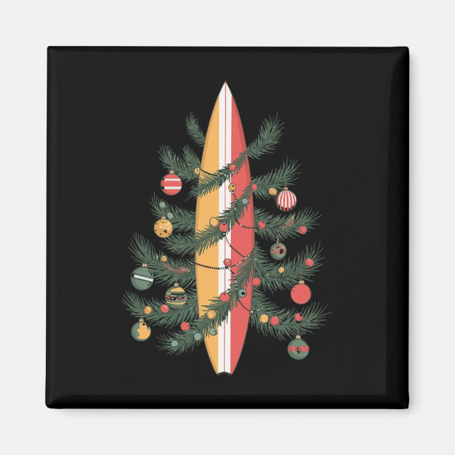 Christmas Tree Surfboard  Magnet (Front)