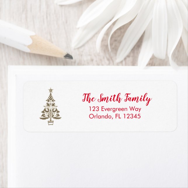 Christmas Tree Swedish Illustration Address Return Address Label (Insitu)