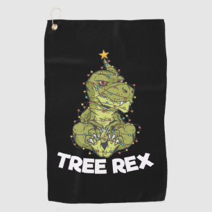 Christmas Tree T-Rex Xmas Lights Pun Gift   Golf Towel