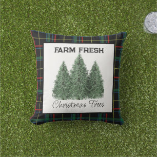 Christmas Tree Tartan Plaid Holiday Home Decor Cushion