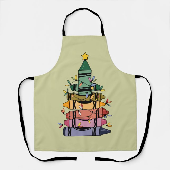 Christmas Tree Teacher Life Gift Teaching Apron (Front)