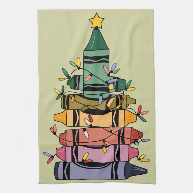 Christmas Tree Teacher Life Gift Teaching Tea Towel (Vertical)