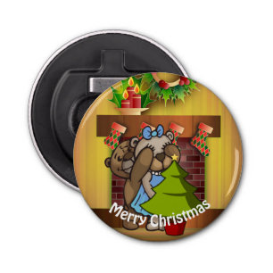 Christmas Tree Teddy Bear Surprise Bottle Opener