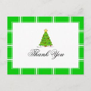 Christmas Tree Thank You Green Postcard