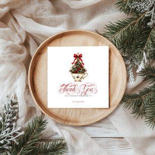 Christmas Tree Thank You Red Typography Napkin