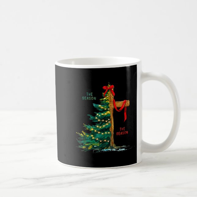Christmas Tree The Season Jesus Cross Faith Holida Coffee Mug (Right)
