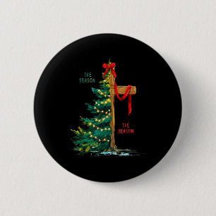 Christmas Tree The Season Jesus Cross The Reason  6 Cm Round Badge