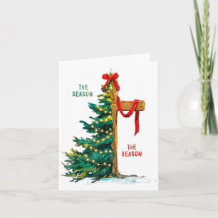 Christmas Tree The Season Jesus Cross The Reason Card