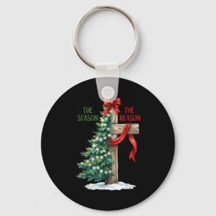 Christmas Tree The Season Jesus Cross The Reason X Key Ring