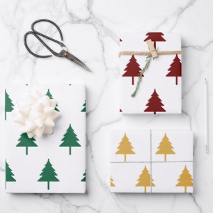 Christmas Tree Three Colors Wrapping Paper Sheet