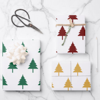 Christmas Tree Three Colors Wrapping Paper Sheet