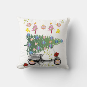 Christmas Tree Throw Pillow, Bicycle Cushion