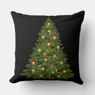 Christmas Tree Throw Pillow,Black Cushion