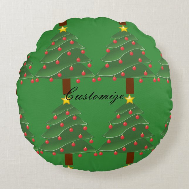 Christmas Tree Thunder_Cove Round Cushion (Front)