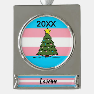 Christmas Tree   Trans Flag   Banner Ornament