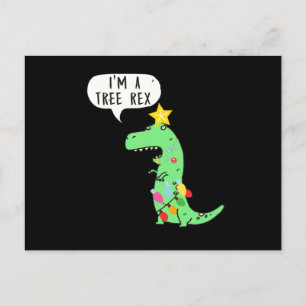 Christmas Tree TRex New Year Dino Santa Claus Gift Postcard