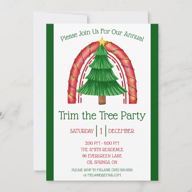 Christmas Tree Trimming, Decorating Holiday Invitation (Front)